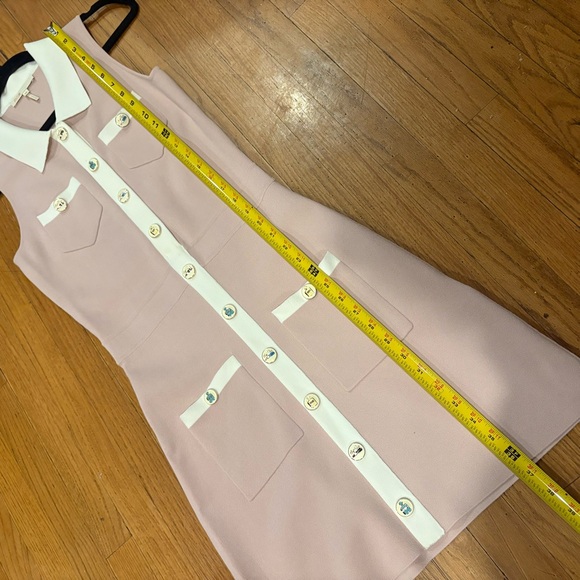 Maje Revisit Contrast Trim Woven Mini Dress Vacation 60s Retro Designer Trendy - Picture 10 of 16